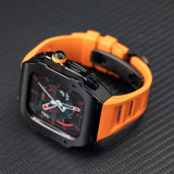 49MM Luxury Stainless Steel Case Modification Kit for Apple Watch Ultra 2 45mm 44mm Metal Case Rubber Strap IWatch 9 8 7 6 5 SE