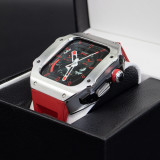 49MM Luxury Stainless Steel Case Modification Kit for Apple Watch Ultra 2 45mm 44mm Metal Case Rubber Strap IWatch 9 8 7 6 5 SE