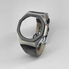 Casioak Mod Kit GA2100 leather strap metal case bezel frame for ga2110 metal leather strap modification kit