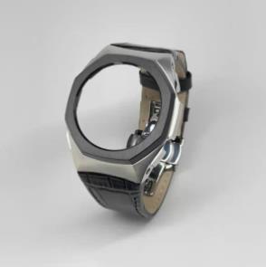 Casioak Mod Kit GA2100 leather strap metal case bezel frame for ga2110 metal leather strap modification kit