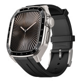 Luxury Integrated Metal Case with Strap for Apple Watch Band 46mm Rugged Protective Cover with Silicone Band for iWatch S10 46mm