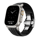 Luxury Solid Color Silicone Sports Folding Buckle Watch Band Suitable for Smartwatch Strap Series 9/10/SE/8/7/6/ultra/ultra2