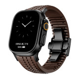 Luxury Solid Color Silicone Sports Folding Buckle Watch Band Suitable for Smartwatch Strap Series 9/10/SE/8/7/6/ultra/ultra2