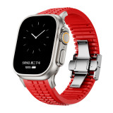 Luxury Solid Color Silicone Sports Folding Buckle Watch Band Suitable for Smartwatch Strap Series 9/10/SE/8/7/6/ultra/ultra2