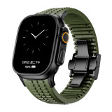 Luxury Solid Color Silicone Sports Folding Buckle Watch Band Suitable for Smartwatch Strap Series 9/10/SE/8/7/6/ultra/ultra2