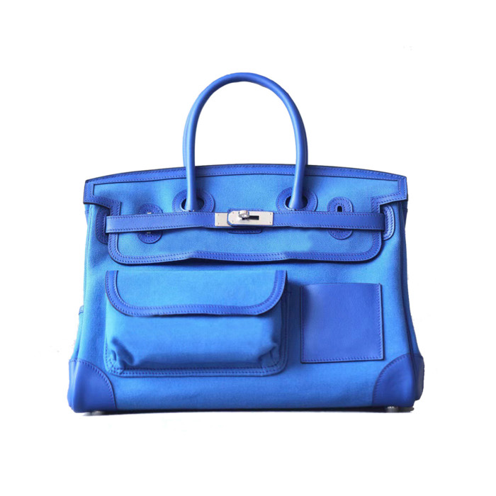 Hermes Women's Canvas Panel Slip Leather Tote Bag #nigo55168