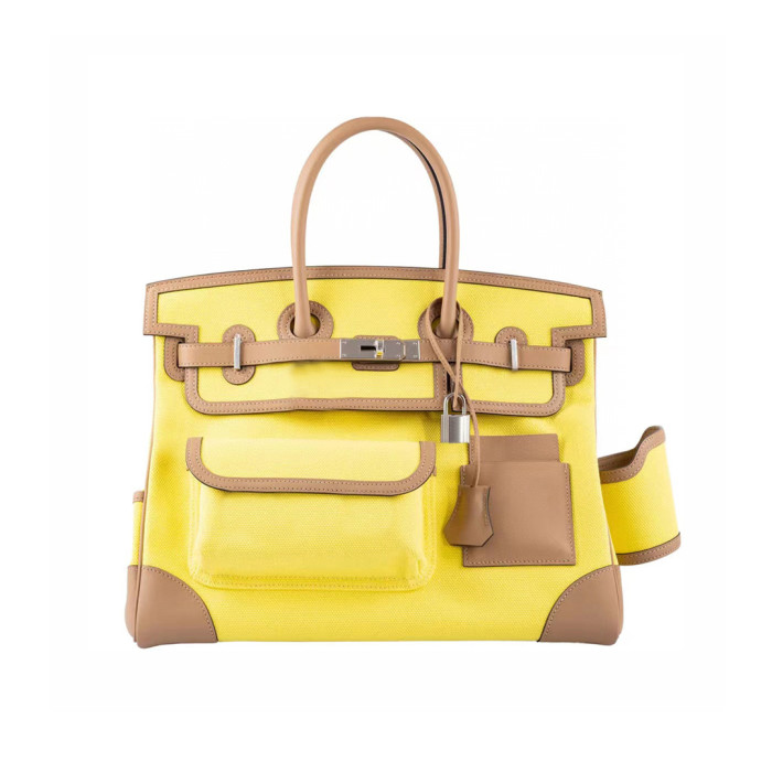 Hermes Women's Canvas Panel Slip Leather Tote Bag #nigo55168