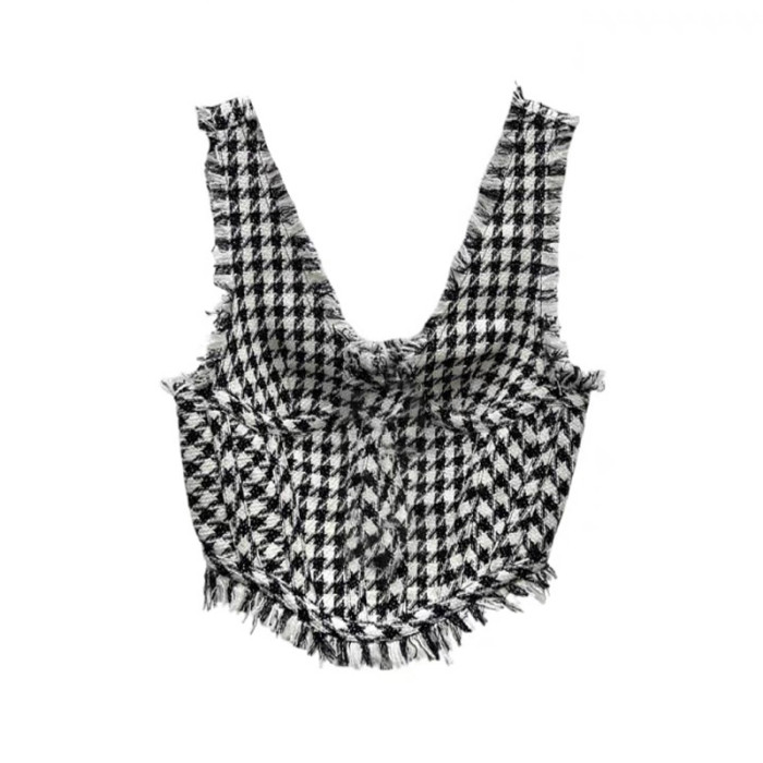 Vest Tweed Tunic Vest Short Sleeve #nigo54983