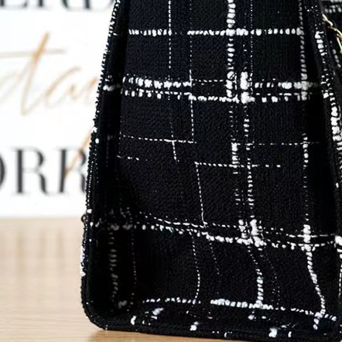 CHANEL Woolen Three-Dimensional Logo Lattice Single Handbag Shopping Bag #nigo56135