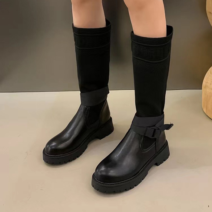 DIOR Slip on Knight Boots Cowhide Splice Shoes #nigo51876
