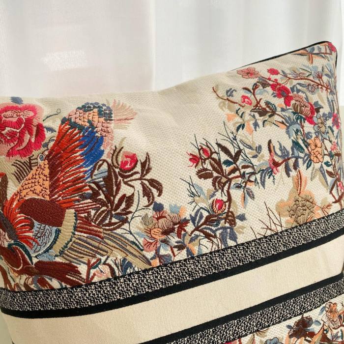 Dior Embroidered Square Silk Splicing Pillows For Upholstered Sofa On Bed #nigo3711