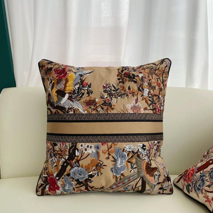Dior Embroidered Square Silk Splicing Pillows For Upholstered Sofa On Bed #nigo3711