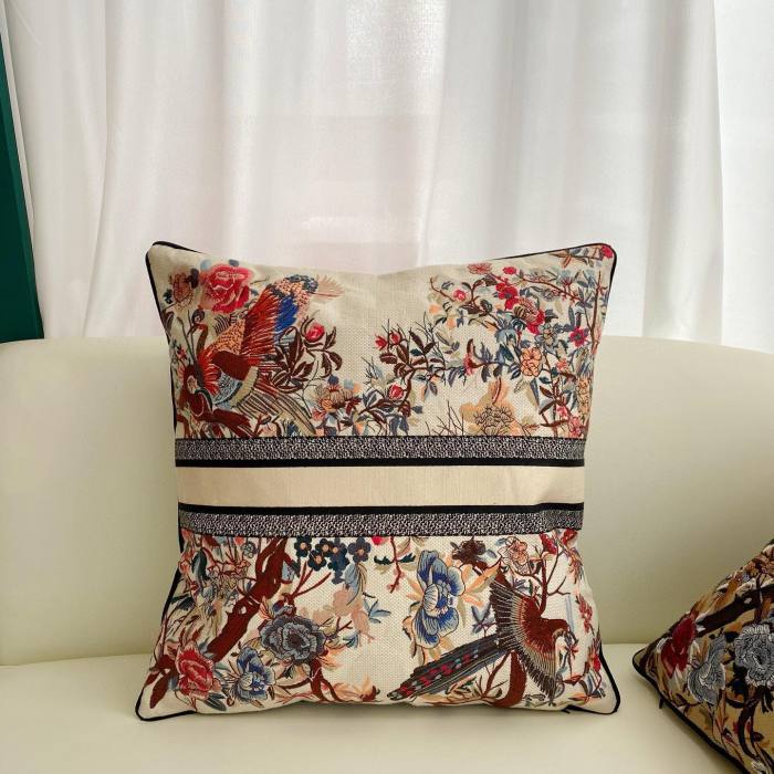 Dior Embroidered Square Silk Splicing Pillows For Upholstered Sofa On Bed #nigo3711