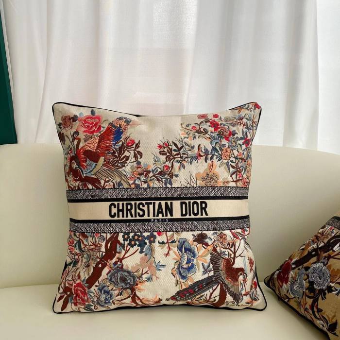 Dior Embroidered Square Silk Splicing Pillows For Upholstered Sofa On Bed #nigo3711