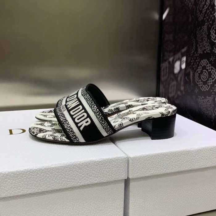 DIOR Embroidered High Heels Slippers Sandals Shoes #nigo56561
