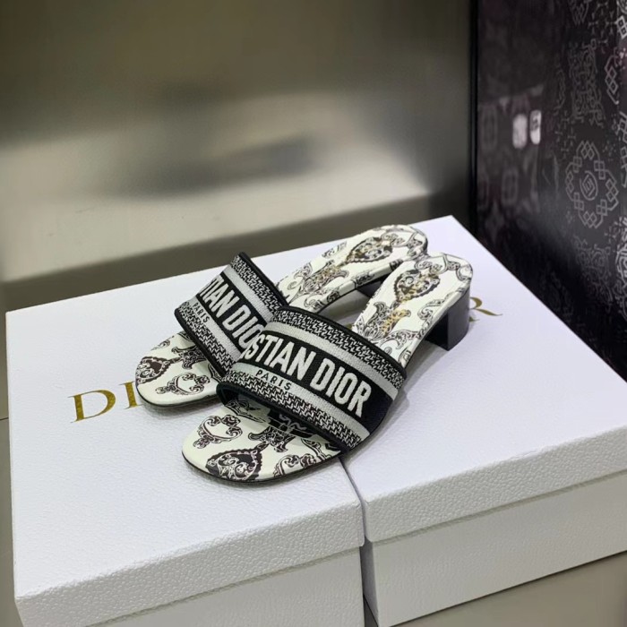 DIOR Embroidered High Heels Slippers Sandals Shoes #nigo56561