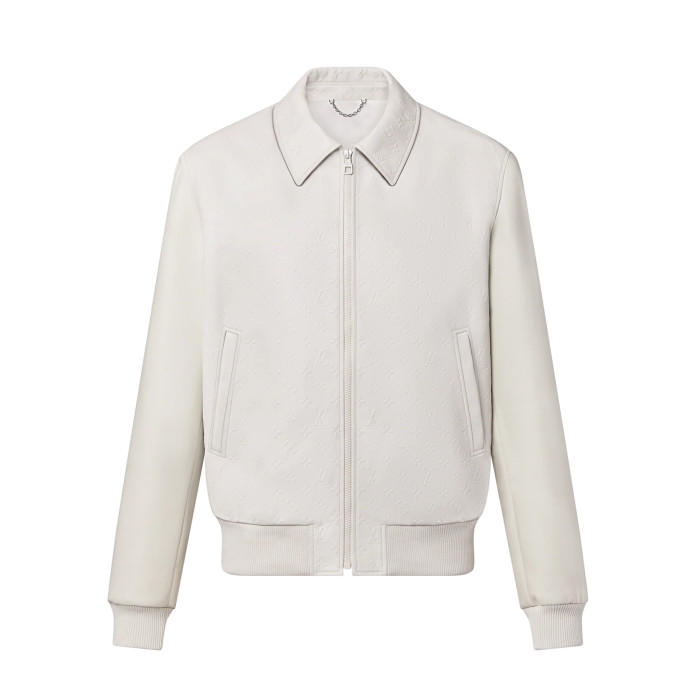 Louis Vuitton Leather Wooled Patch Zip Jacket  #nigo5792