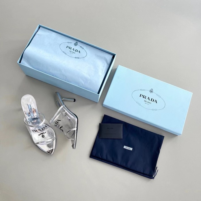 Prada Women's Pointed Metal High Heel Slippers #nigo54651