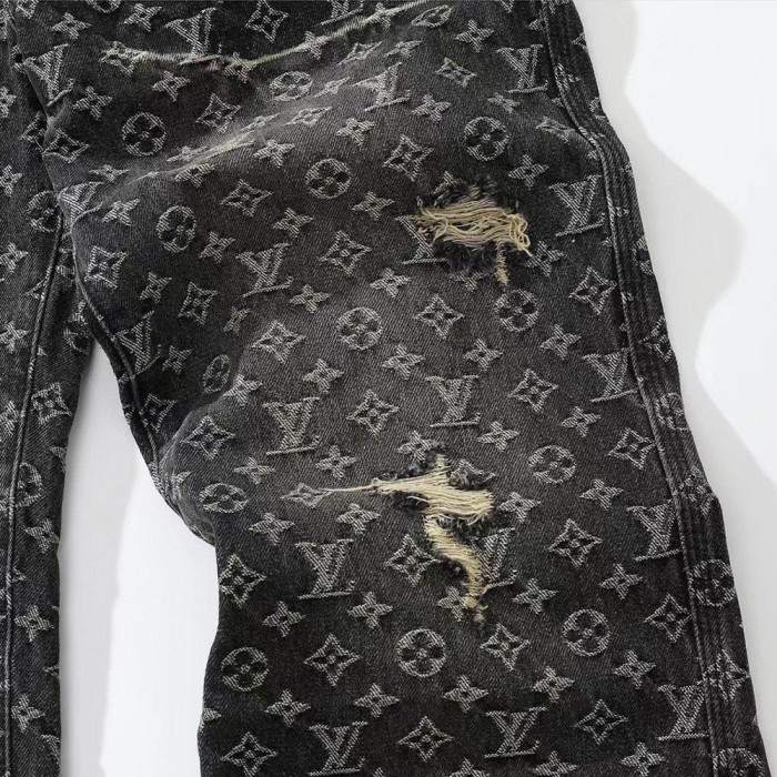 Louis Vuitton Ripped Denim Printed Jeans Pants #nigo7481