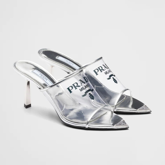 Prada Women's Pointed Metal High Heel Slippers #nigo54651