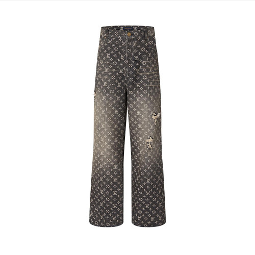 Louis Vuitton Ripped Denim Printed Jeans Pants #nigo7481