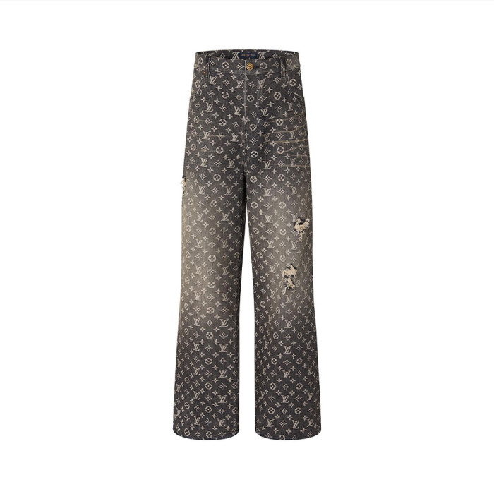 Louis Vuitton Ripped Denim Printed Jeans Pants #nigo7481