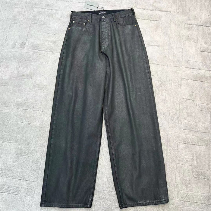 Balenciaga Men's And Women's Leather Wide Leg Pants #nigo9475