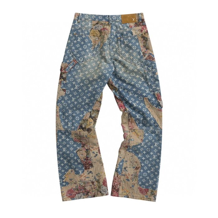 Louis Vuitton NIGO Destroyed Carpenter Bell Bottom Denim Pants #nigo5858