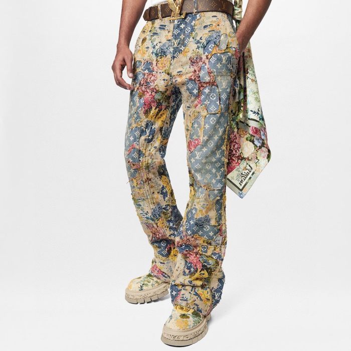 Louis Vuitton NIGO Destroyed Carpenter Bell Bottom Denim Pants #nigo5858