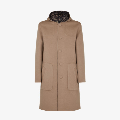 FENDI Woolen Double-Sided Hooded Full-Printed Coat Jacket  #nigo3715