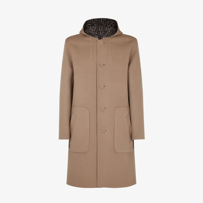 FENDI Woolen Double-Sided Hooded Full-Printed Coat Jacket  #nigo3715