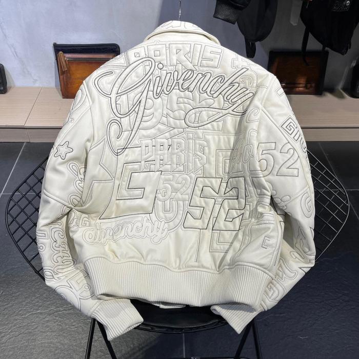 Givenchy Leather Embroidered Logo Bomber Jacket #nigo91388