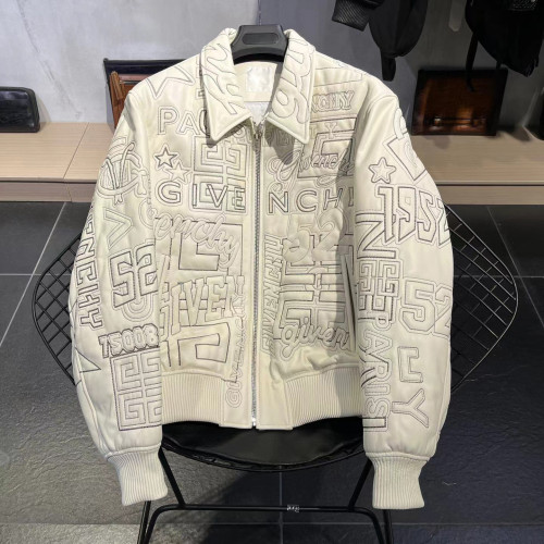 Givenchy NIGO Dark Print Zip Leather Jacket Coat #nigo91386
