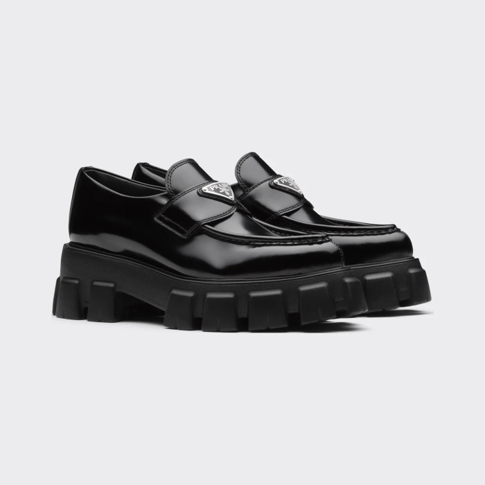 Glossy Leather Point-Toe Loafers Shoes #nigo53661
