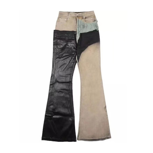 NIGO Denim leather canvas patchwork denim trousers #nigo94169