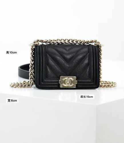 Chanel NIGO Black leather texture chain single-shoulder messenger bag #nigo56887