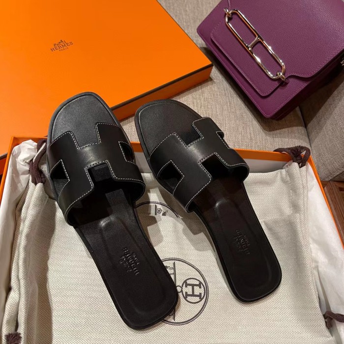HERMÈS NIGO Women's Leather Slippers Sandals #nigo51515