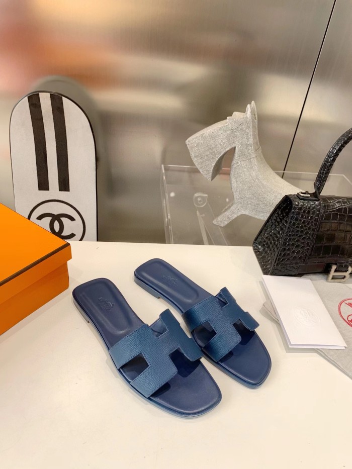 HERMÈS NIGO Women's Leather Slippers Sandals #nigo51515