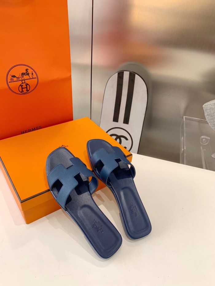 HERMÈS NIGO Women's Leather Slippers Sandals #nigo51515