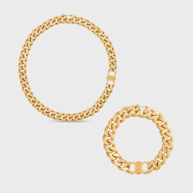 Celine NIGO Gold Decorative Chain Necklace Bracelet Set Box #nigo56938