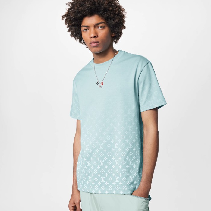 Louis Vuitton NIGO Light Blue Gradient Short Sleeve T-Shirt #nigo94227