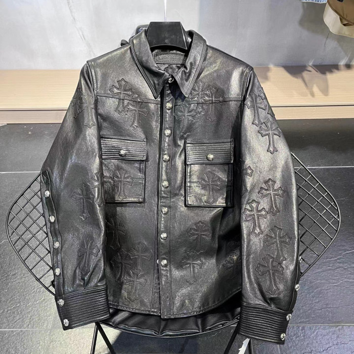 Chrome Hearts NIGO Spring And Autumn Long Sleeve Black Coat Leather Jacket #nigo94182