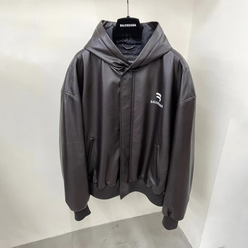 Balenciaga NIGO Leather Zip Hooded Jacket #nigo94233
