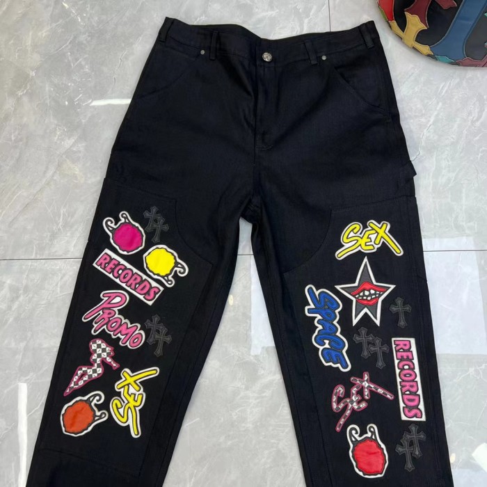 Chrome Hearts NIGO Leather Label Graffiti Jeans Pants #nigo94239