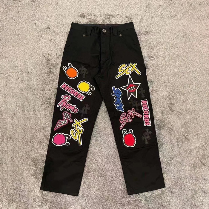 Chrome Hearts NIGO Leather Label Graffiti Jeans Pants #nigo94239