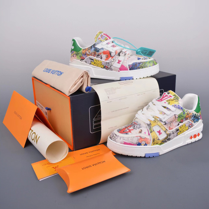 Louis Vuitton NIGO Graffiti Flat Sneakers Shoes #nigo94249