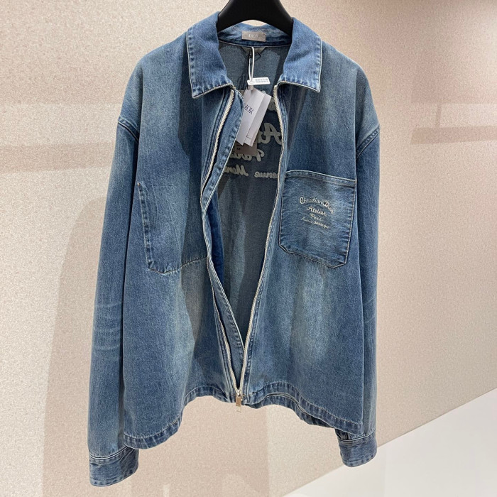 Dior NIGO Long Sleeved Denim Zippered Jacket #nigo94336