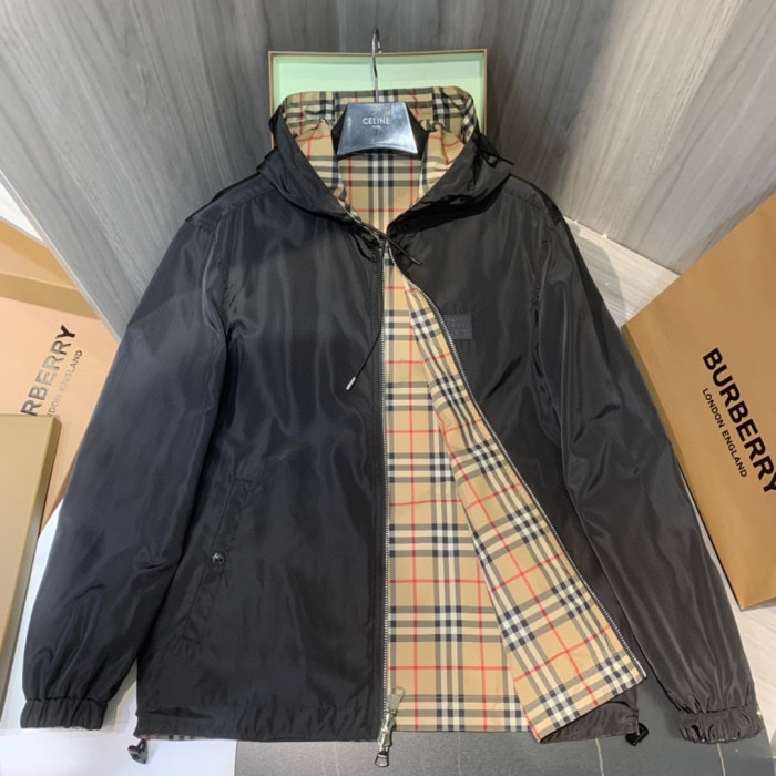 Burberry NIGO Nylon Double-Sided Hooded Plaid Stripe Jacket #nigo57165