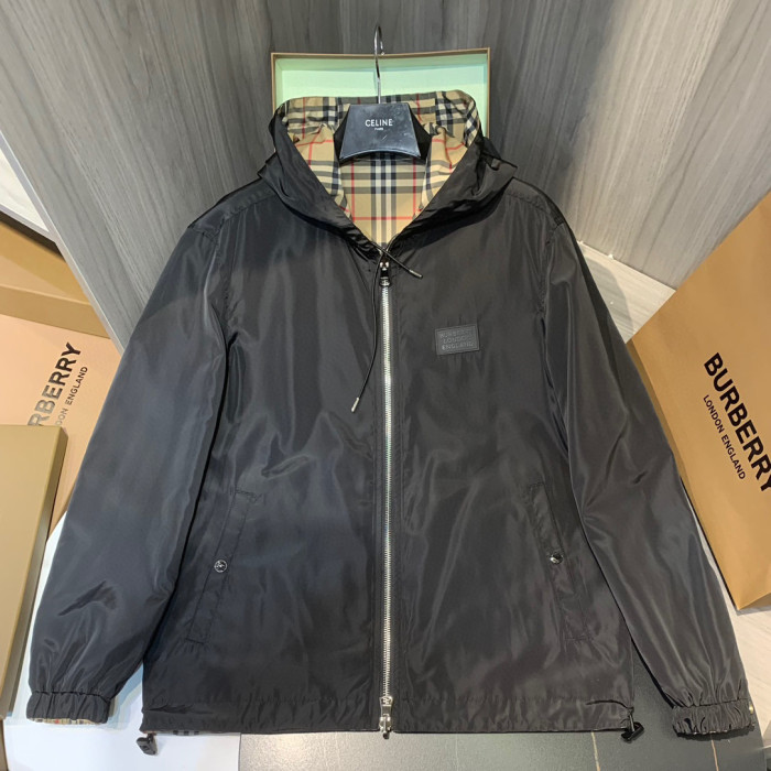 Burberry NIGO Nylon Double-Sided Hooded Plaid Stripe Jacket #nigo57165