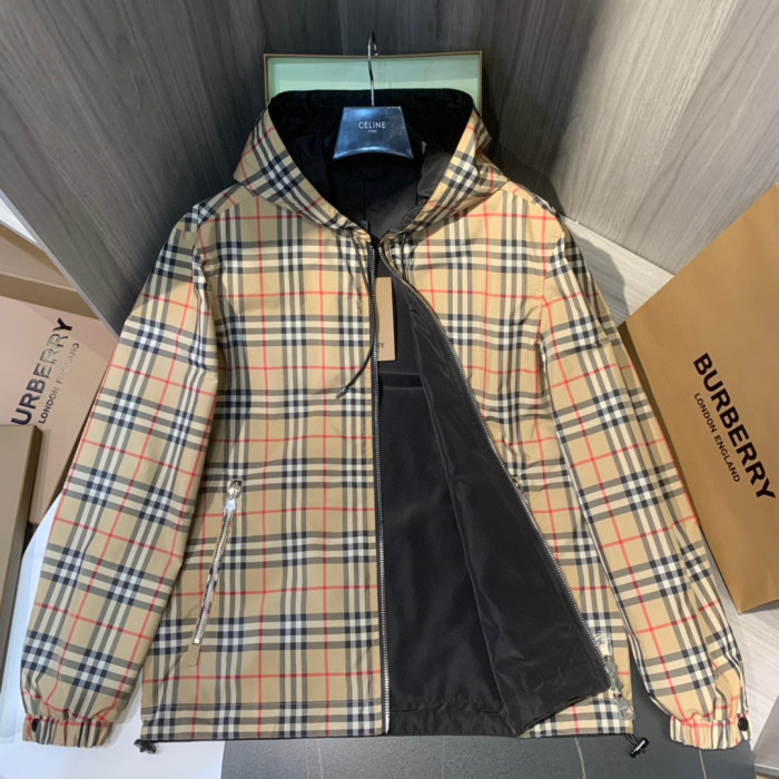 Burberry NIGO Nylon Double-Sided Hooded Plaid Stripe Jacket #nigo57165